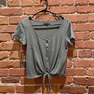 American Eagle Green Tie Front Top